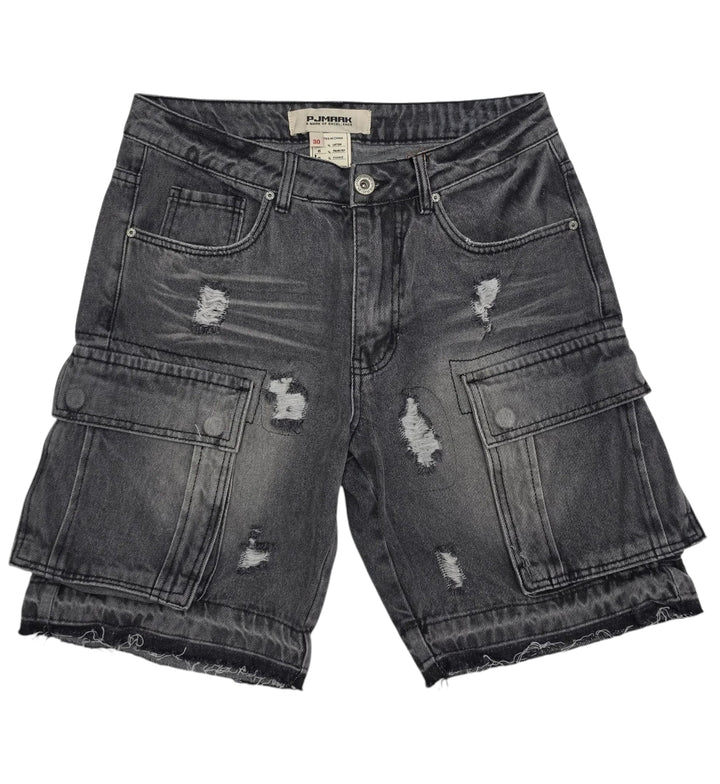 PJ Mark Premium Washed Cargo Shorts Black DS2530 | Pro Feet