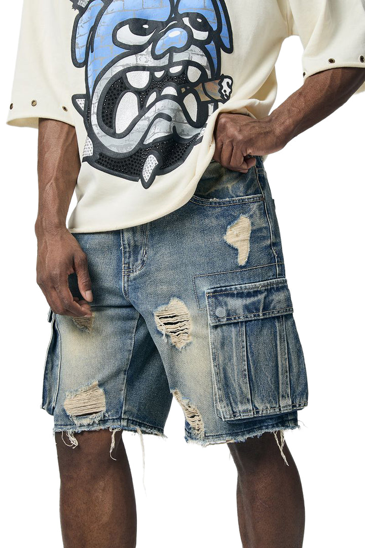 PJ Mark Premium Washed Cargo Shorts Vintage DS2530 | Pro Feet
