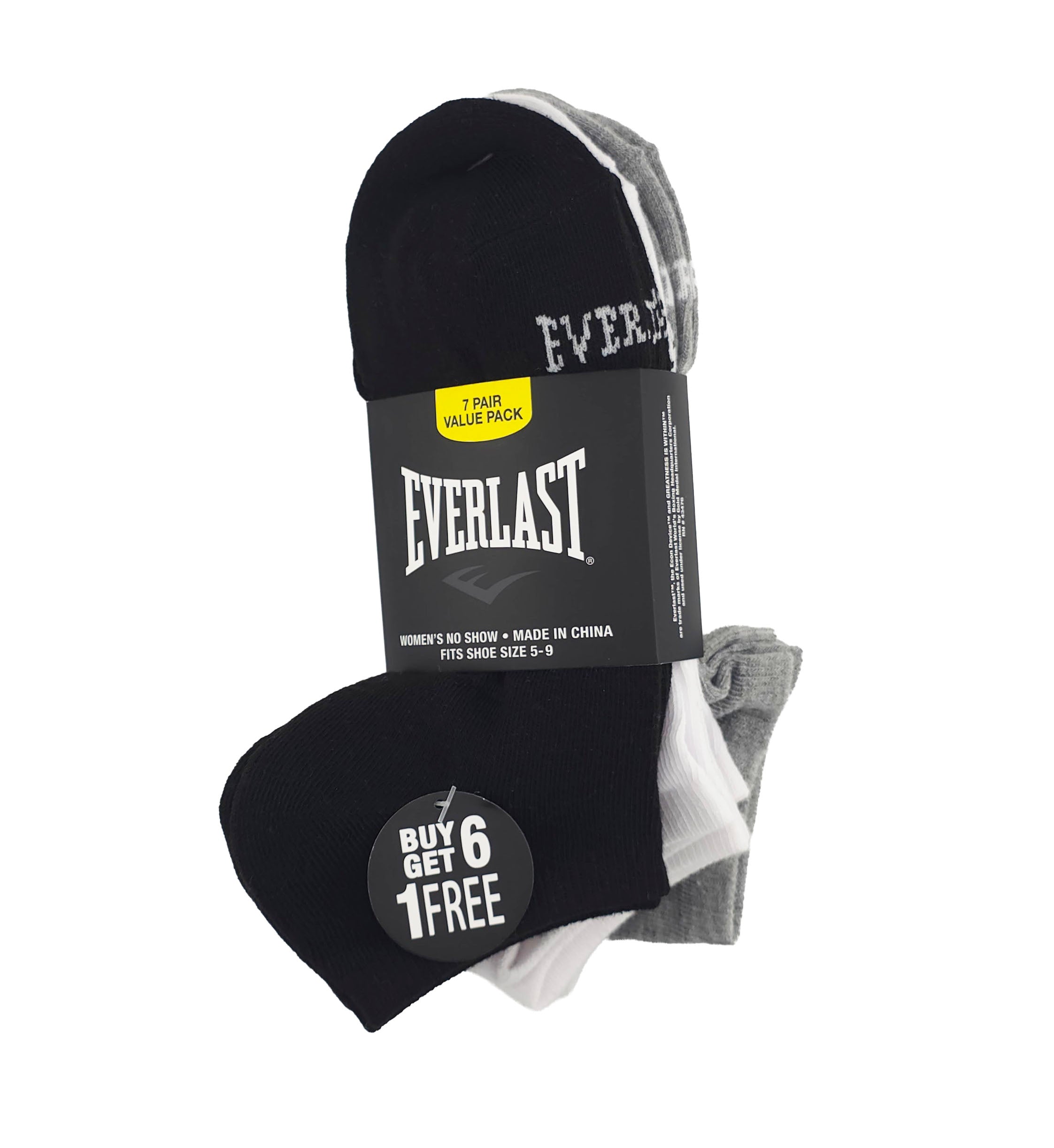 Everlast 7-Pairs Value Pack No-Show Socks “Assorted” (EV767MD-ASST)