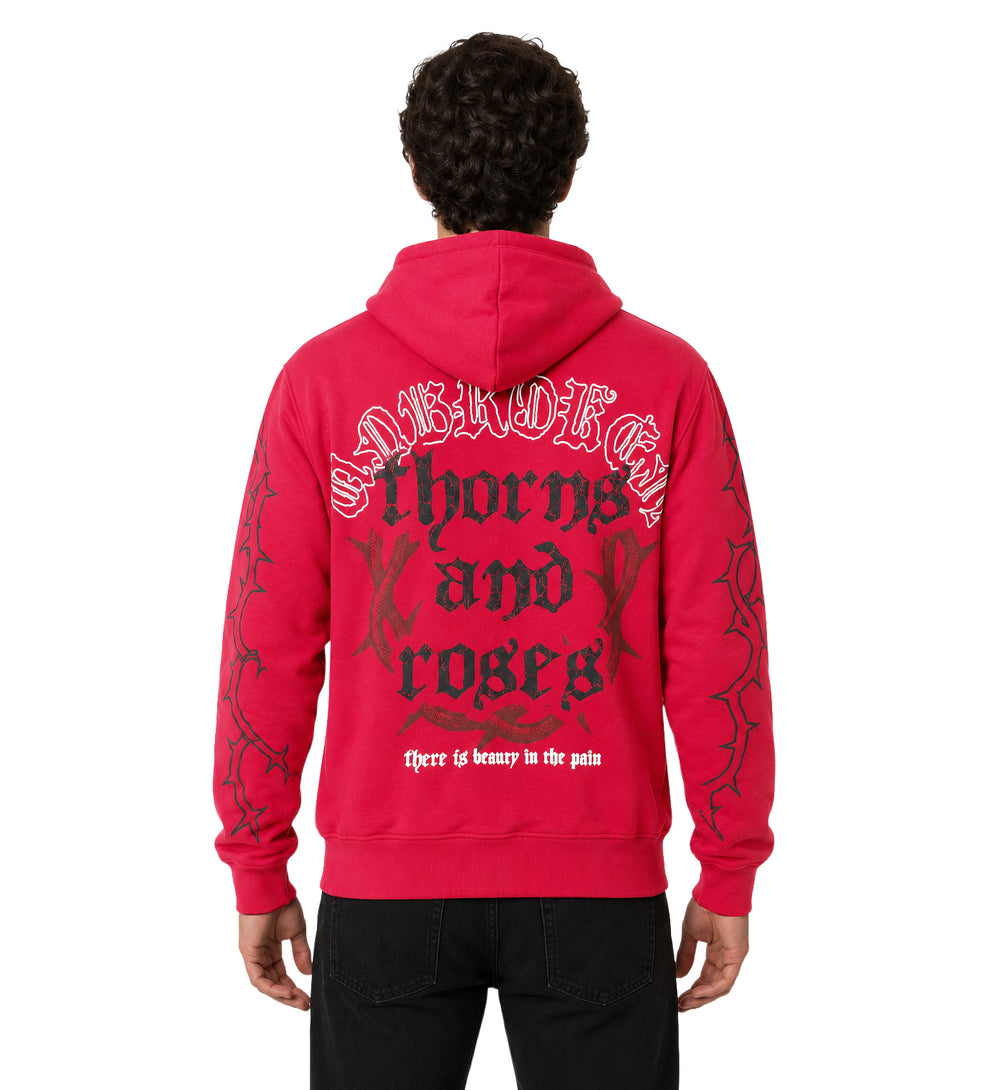 PJ Mark Thorns and Roses Zip-Up Hoodie Red F25131 | Pro Feet
