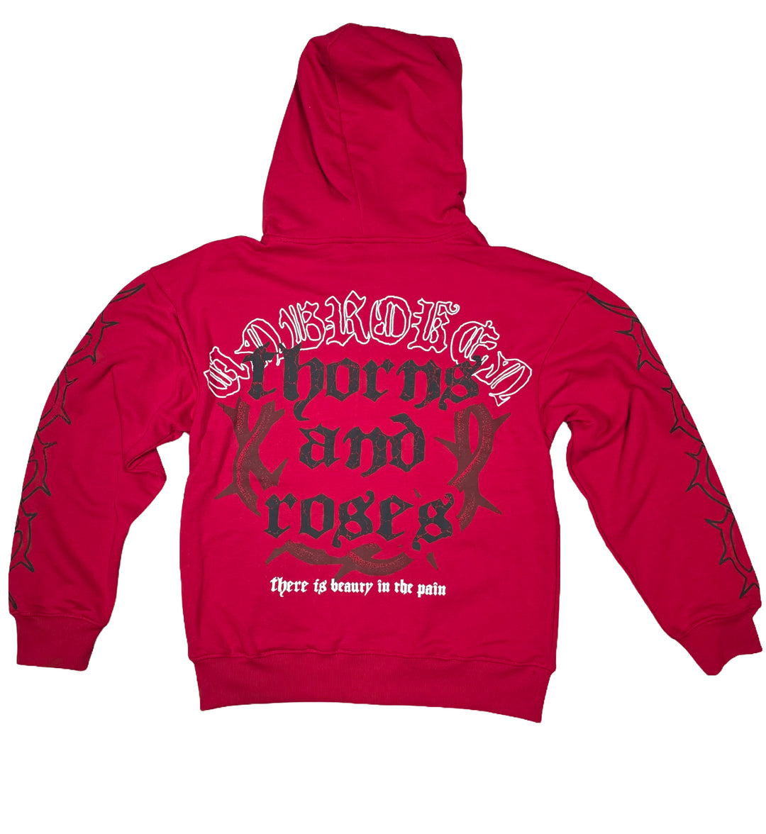 PJ Mark Thorns and Roses Zip-Up Hoodie Red F25131 | Pro Feet