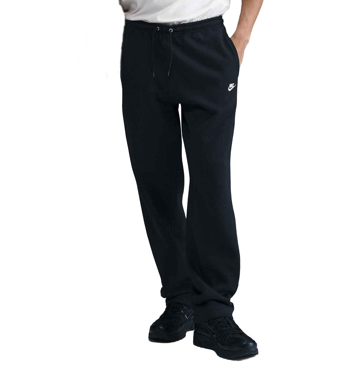 Nike Club Men’s Open-Hem Fleece Pants “Black/Black/White” (FN3730-010)