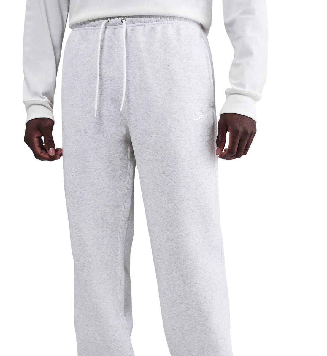 Nike Club Men’s Open-Hem Fleece Pants “Birch Heather/White/White” (FN3730-051)