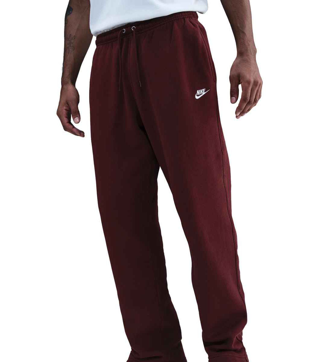 Nike Club Men’s Open-Hem Fleece Pants “Dark Team Red/Dark Team Red/White” (FN3730-619)