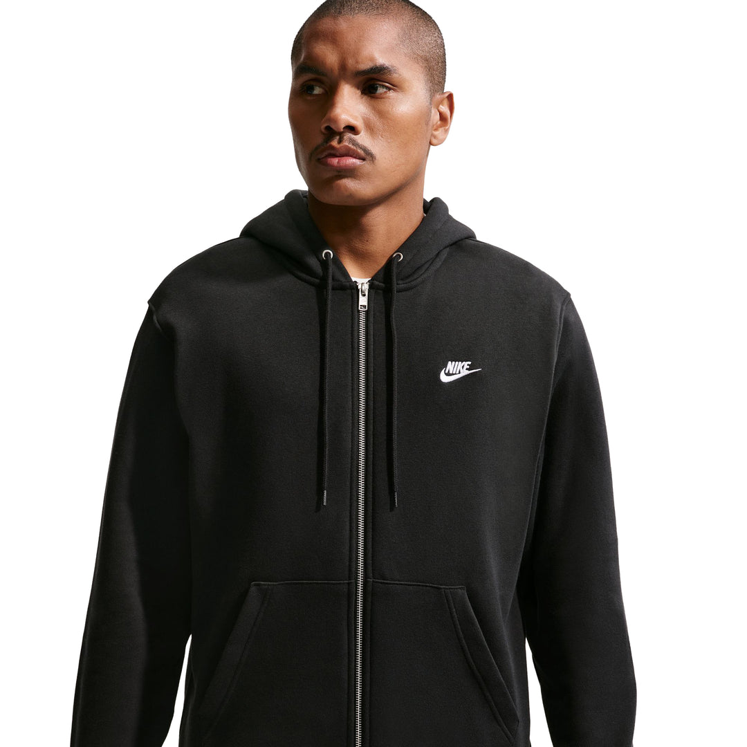 Nike Club Men’s Full-Zip Fleece Hoodie Black/Black/White FN3861-010 | Pro Feet