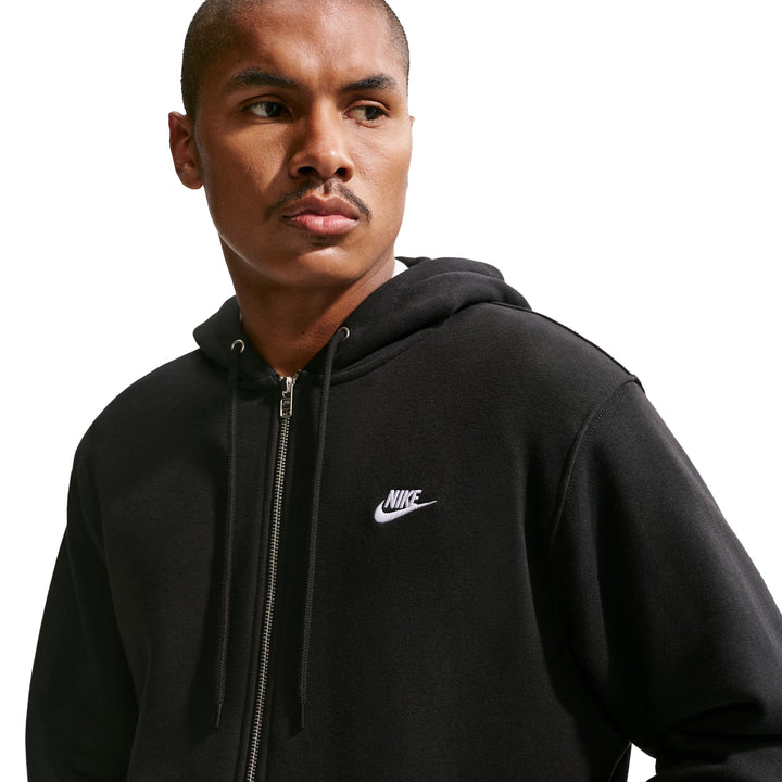 Nike Club Men’s Full-Zip Fleece Hoodie Black/Black/White FN3861-010 | Pro Feet
