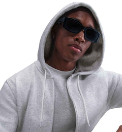 Nike Club Men’s Full-Zip Fleece Hoodie “Birch Heather/White/White” (FN3861-051)