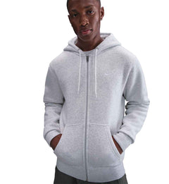 Nike Club Men’s Full-Zip Fleece Hoodie “Birch Heather/White/White” (FN3861-051)