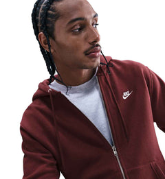 Nike Club Men’s Full-Zip Fleece Hoodie “Dark Team Red/Dark Team Red/White” (FN3861-619)