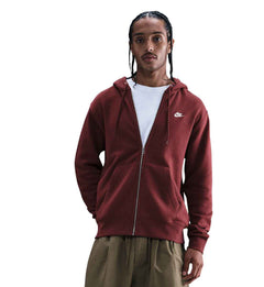 Nike Club Men’s Full-Zip Fleece Hoodie “Dark Team Red/Dark Team Red/White” (FN3861-619)