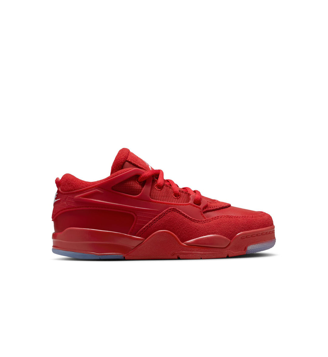 Varsity red Jordan 4 RM preschool shoe on white background