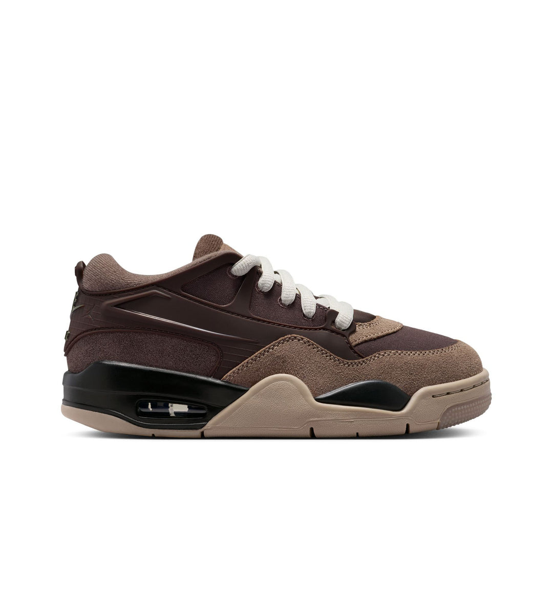 Brown and khaki Air Jordan 4 RM GS on white background