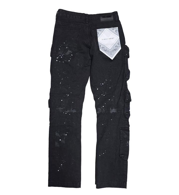 First Row Studded Cargo Jeans Black FRP3141 | Pro Feet