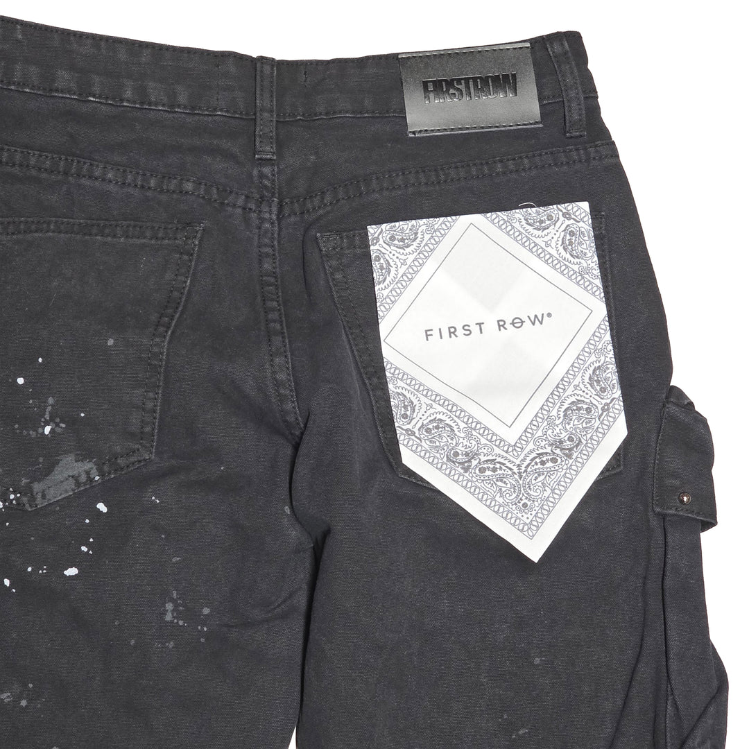First Row Studded Cargo Jeans Black FRP3141 | Pro Feet