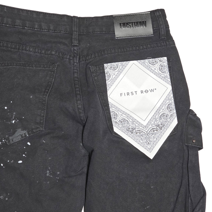 First Row Studded Cargo Jeans Black FRP3141 | Pro Feet