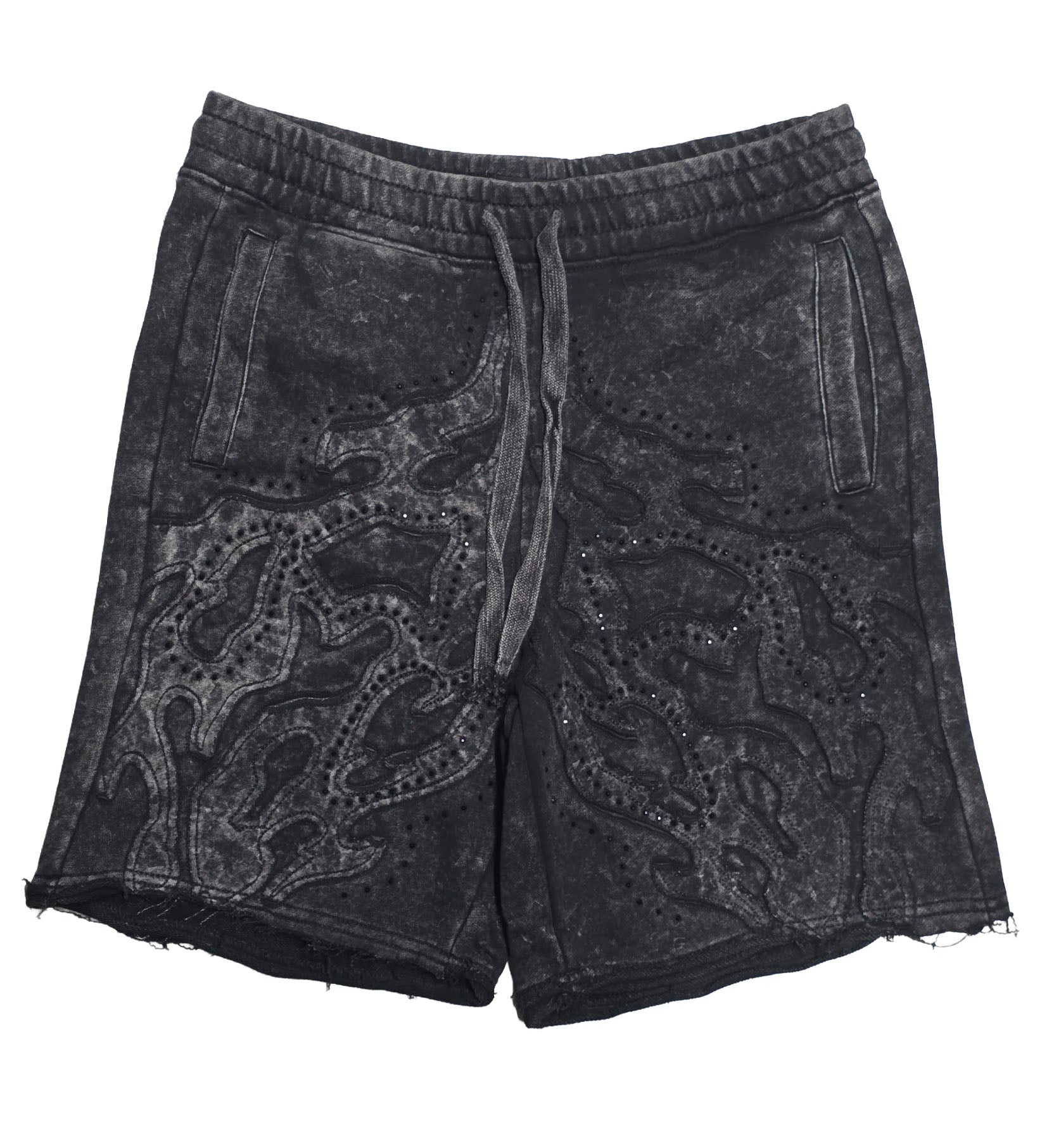 PJ Mark Acid-Washed F. Terry Shorts – Black FS25141 | Pro Feet