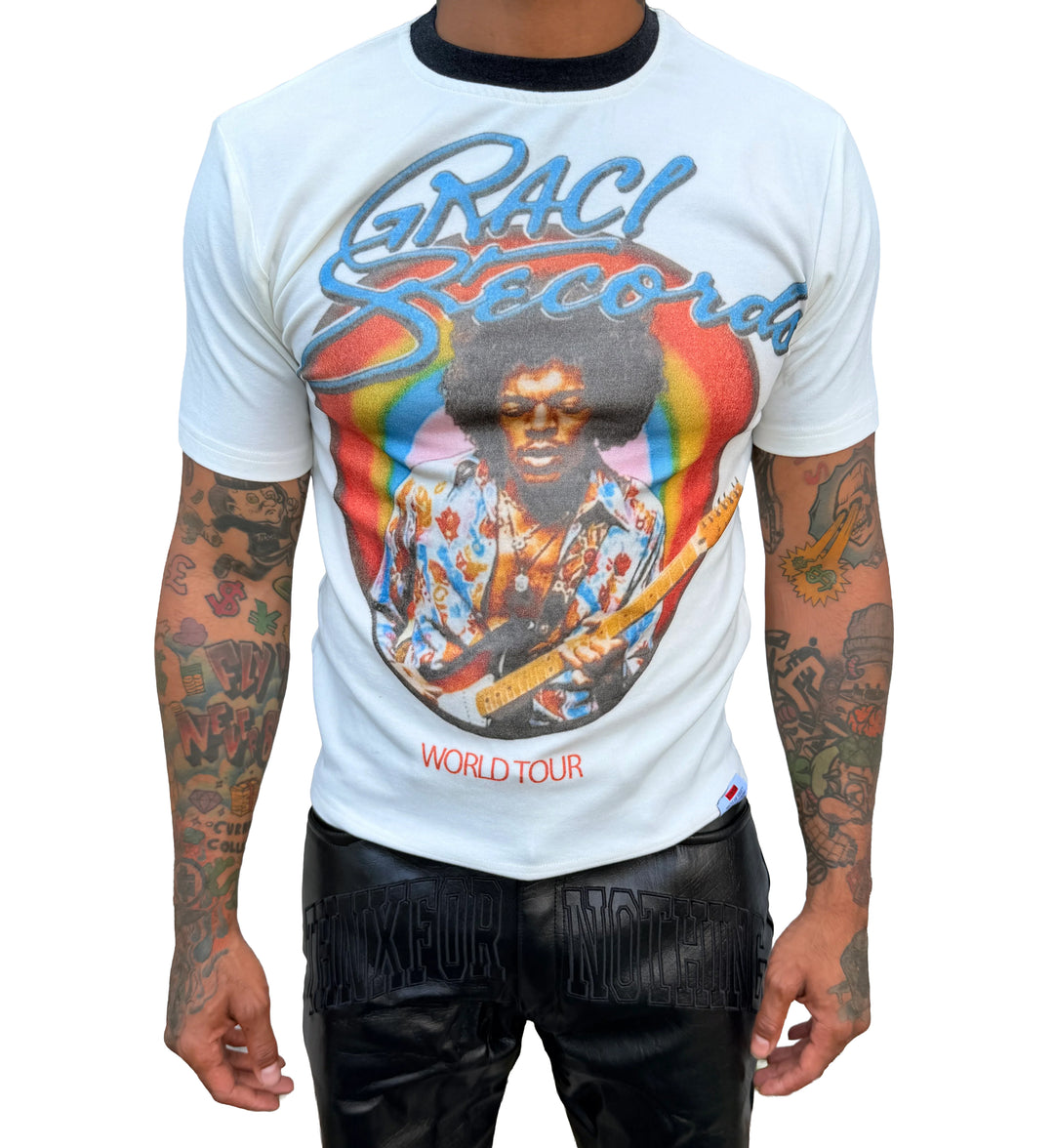 THNX FOR NOTHING Graci Records Ringer Tee White GRACITEE | Pro Feet