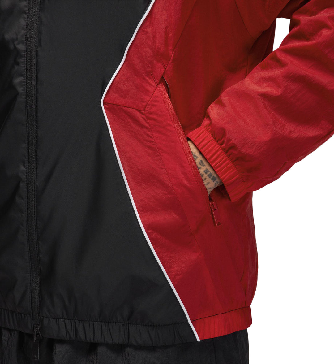 Jordan Brooklyn Men’s Hooded Draft Jacket “Black/Gym Red/White/White” (HF9333-013)