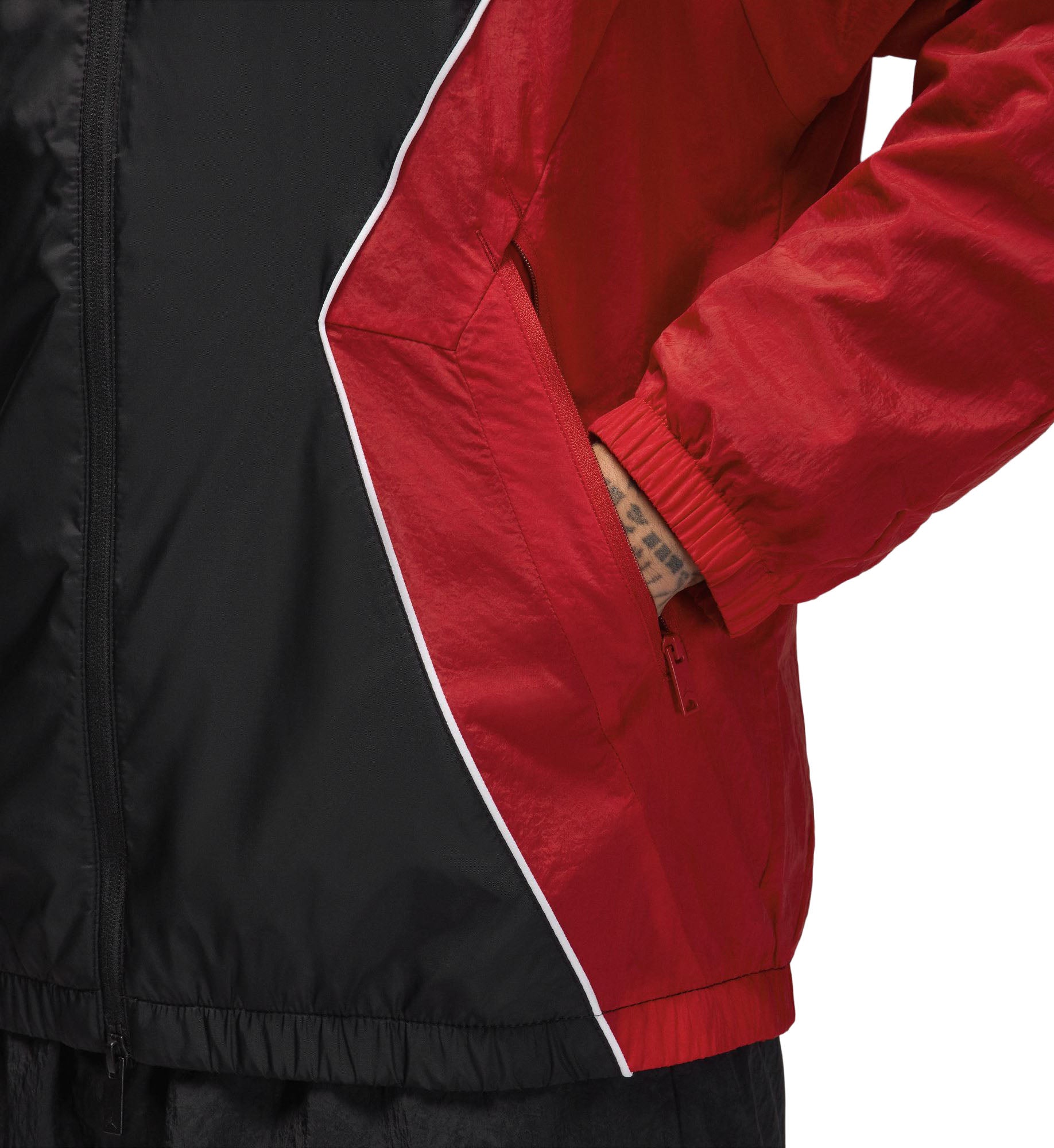 Jordan Brooklyn Men’s Hooded Draft Jacket “Black/Gym Red/White/White” (HF9333-013)