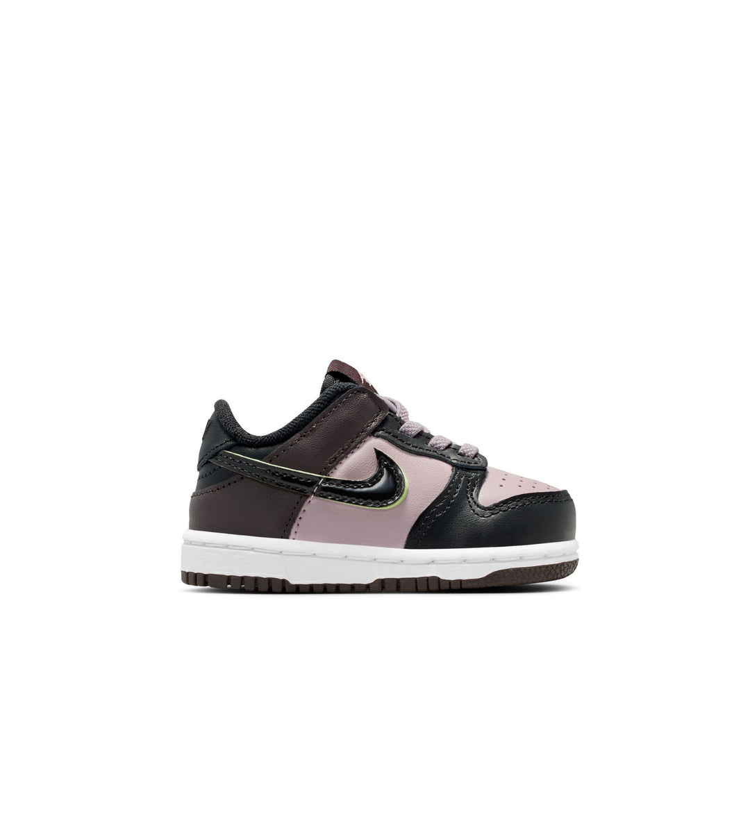 Pink and Black toddler Nike Dunk with white background
