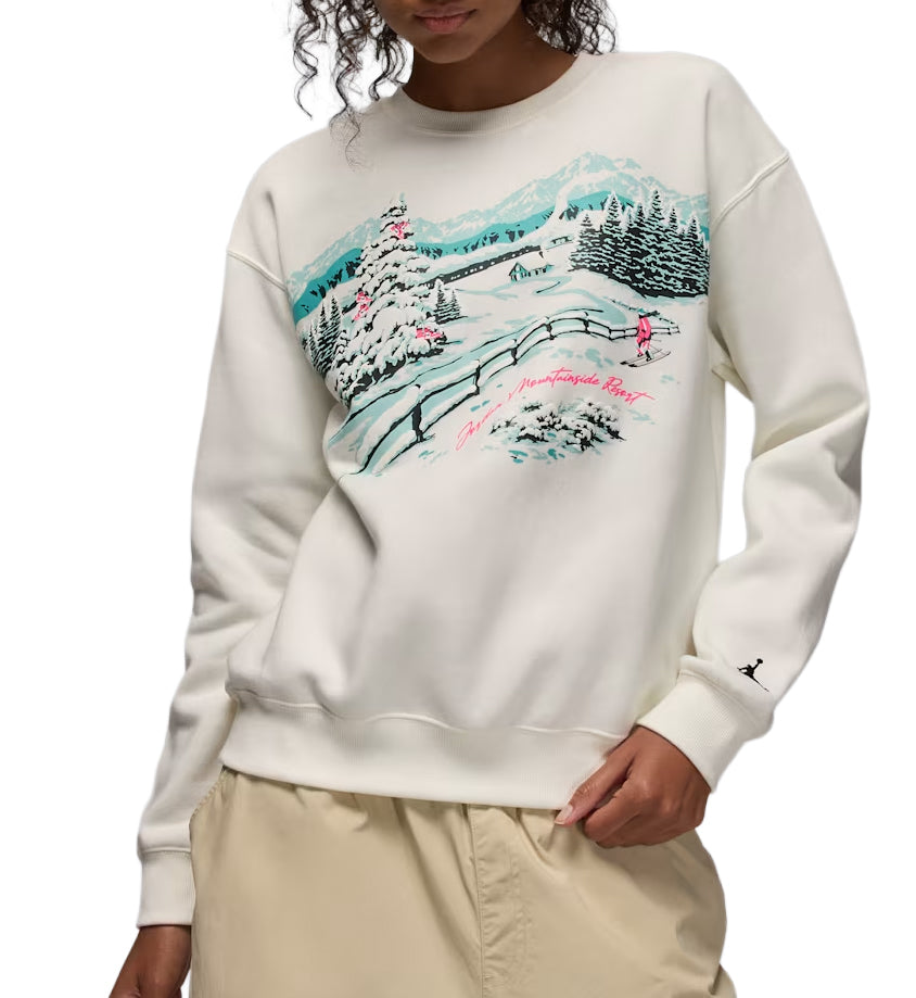 Jordan Brooklyn Fleece Women’s Crew-Neck Sweatshirt “Sail/Midnight Green/Black” (HV3340-133)