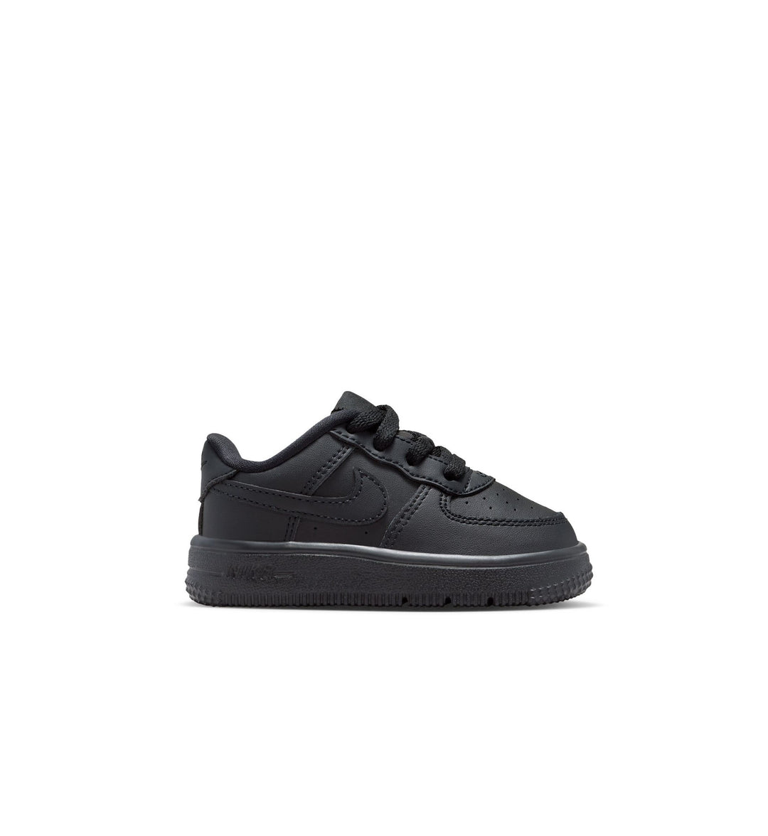 Black Nike Air Force 1 toddler sneaker on a white background
