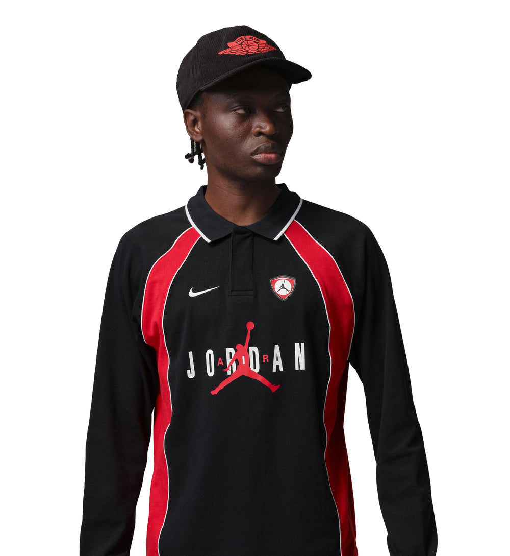 Jordan Flight Men’s Long-Sleeve Polo Jersey “Black/University Red/University Red” (IF1915-010)