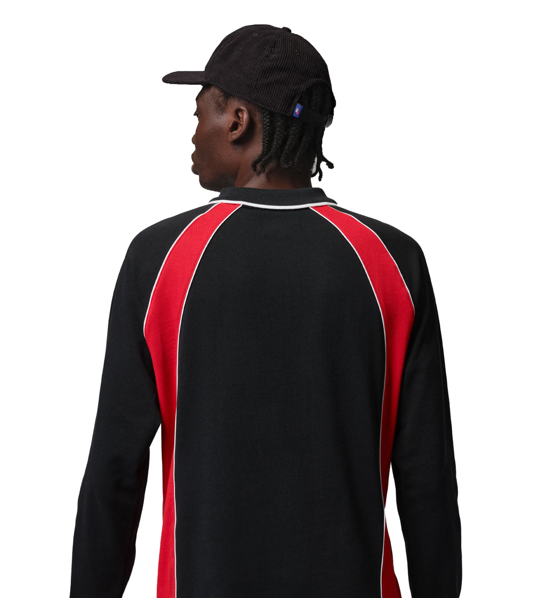 Jordan Flight Men’s Long-Sleeve Polo Jersey “Black/University Red/University Red” (IF1915-010)