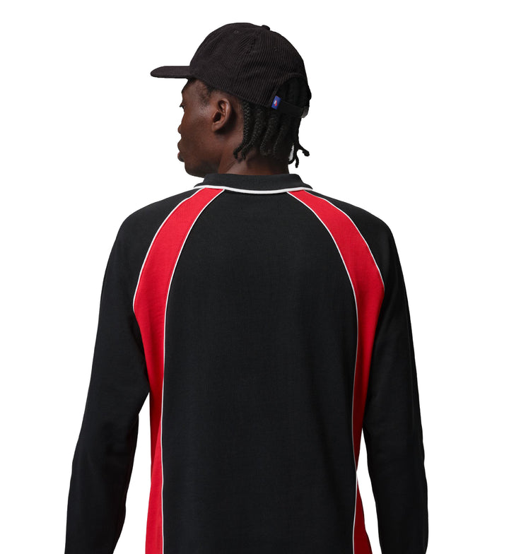 Jordan Flight Men’s Long-Sleeve Polo Jersey “Black/University Red/University Red” (IF1915-010)