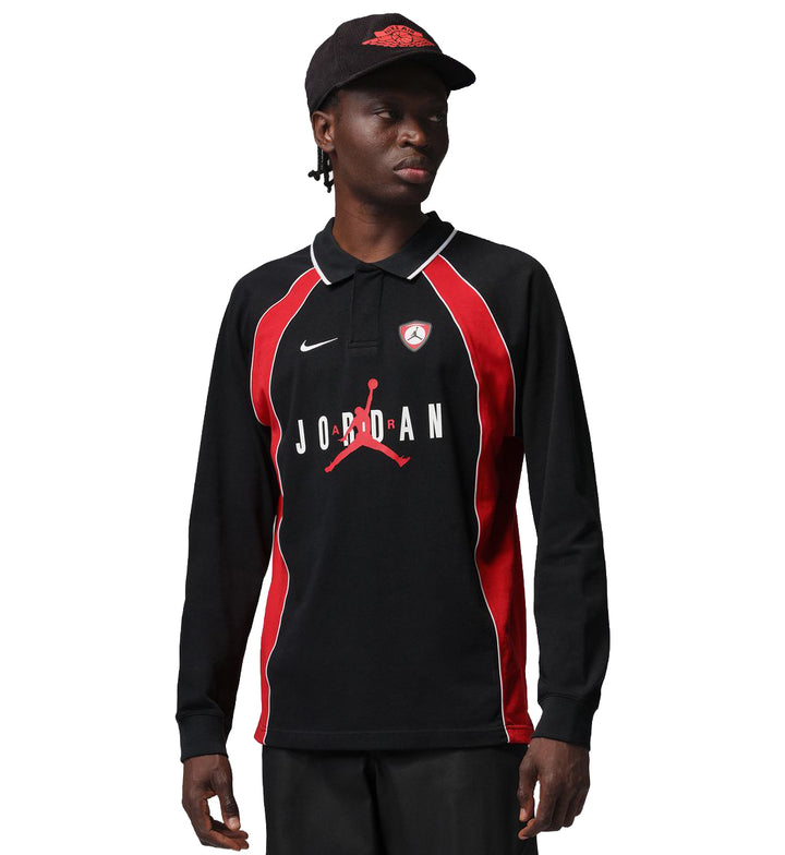 Jordan Flight Men’s Long-Sleeve Polo Jersey “Black/University Red/University Red” (IF1915-010)