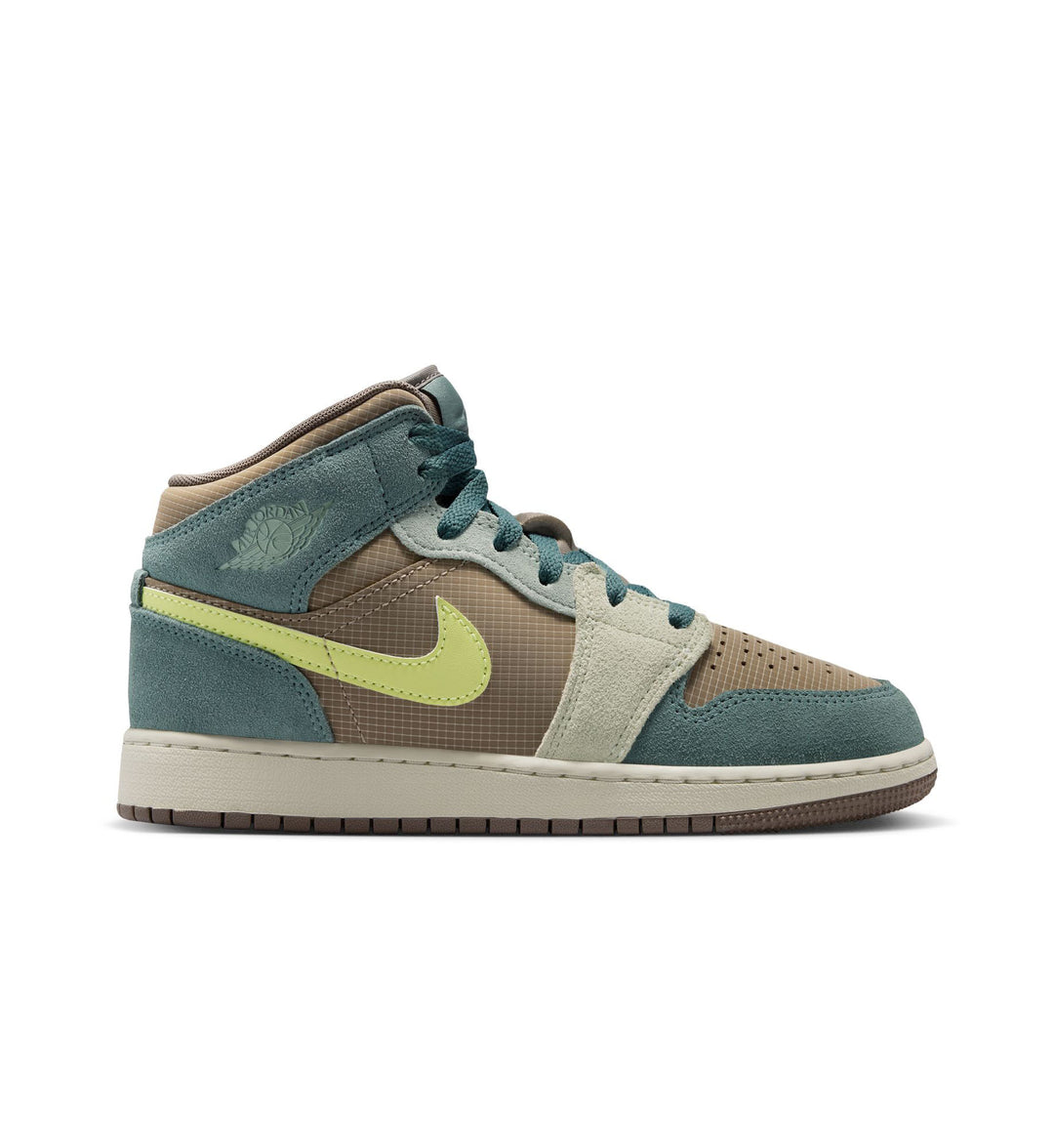 Air Jordan 1 Mid SE GS “KHAKI/LT LEMON TWIST-HASTA-OLIVE GREY” (IF2873-200)