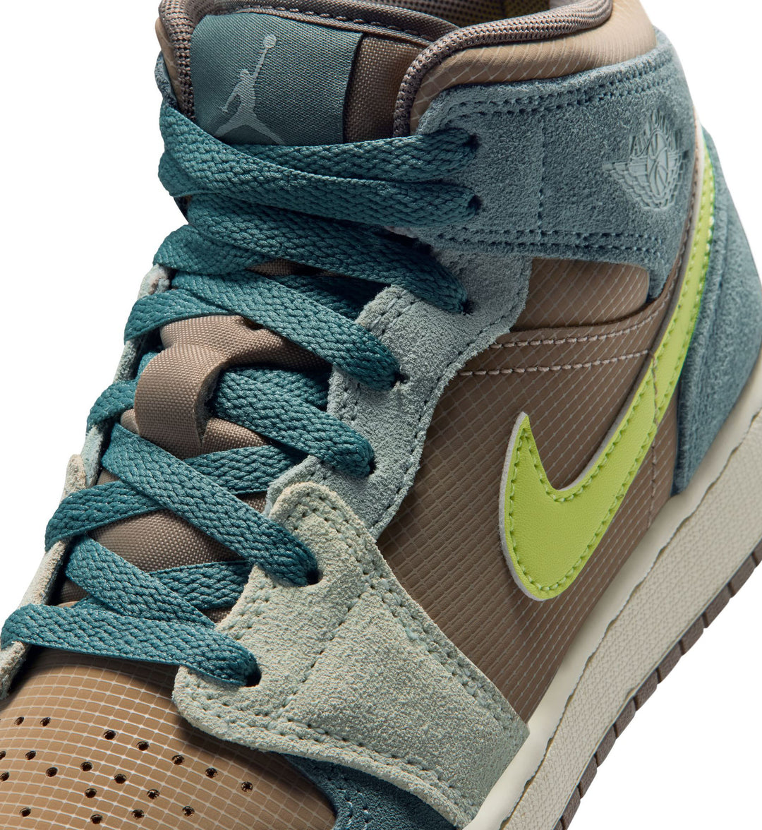 Air Jordan 1 Mid SE GS “KHAKI/LT LEMON TWIST-HASTA-OLIVE GREY” (IF2873-200)