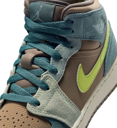 Air Jordan 1 Mid SE GS “KHAKI/LT LEMON TWIST-HASTA-OLIVE GREY” (IF2873-200)