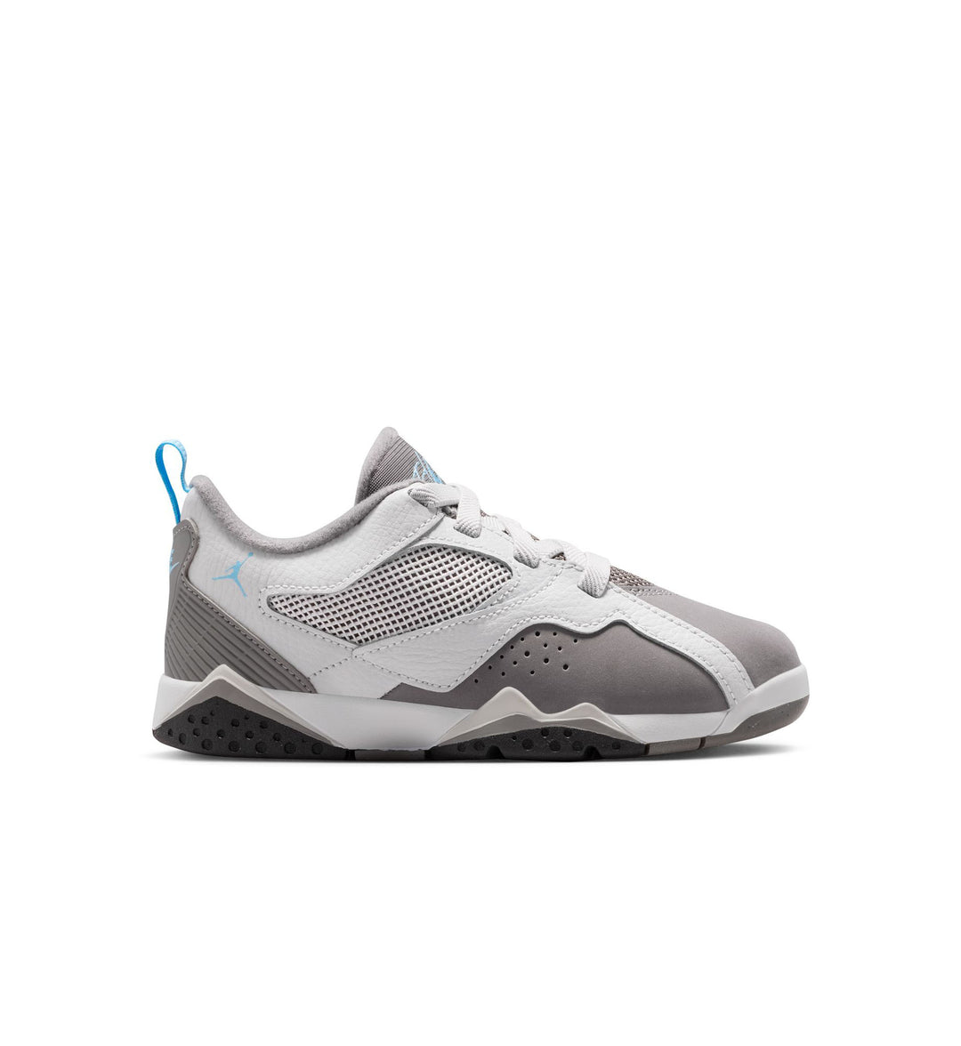 Air Jordan MVP 92 sneaker in grey and white with mesh panels and light blue accents, shown against a white background