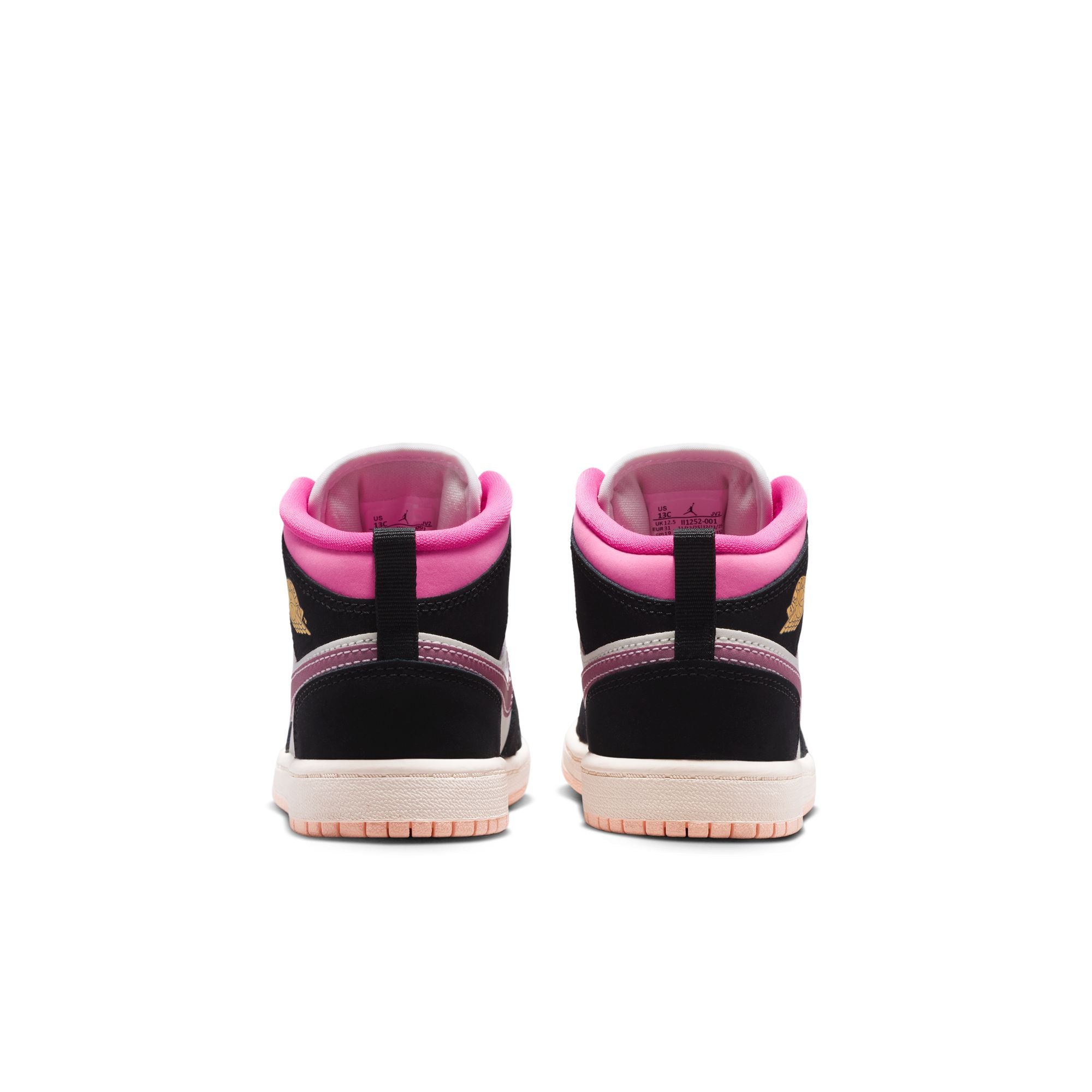Jordan 1 Mid PS Black University Gold Sail Pinksicle II1252-001 | Pro Feet