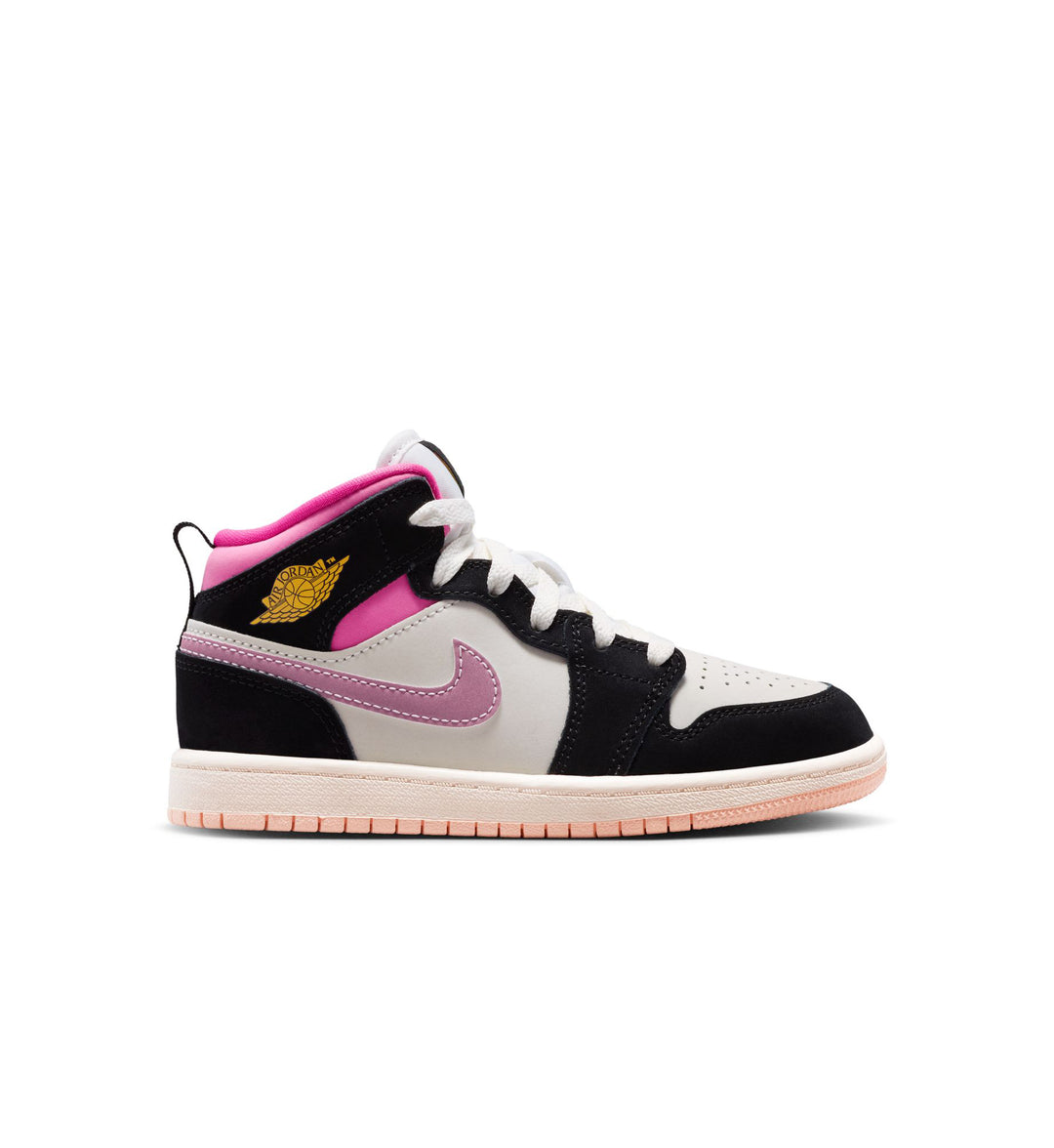 Jordan 1 Mid PS Black University Gold Sail Pinksicle II1252-001 | Pro Feet