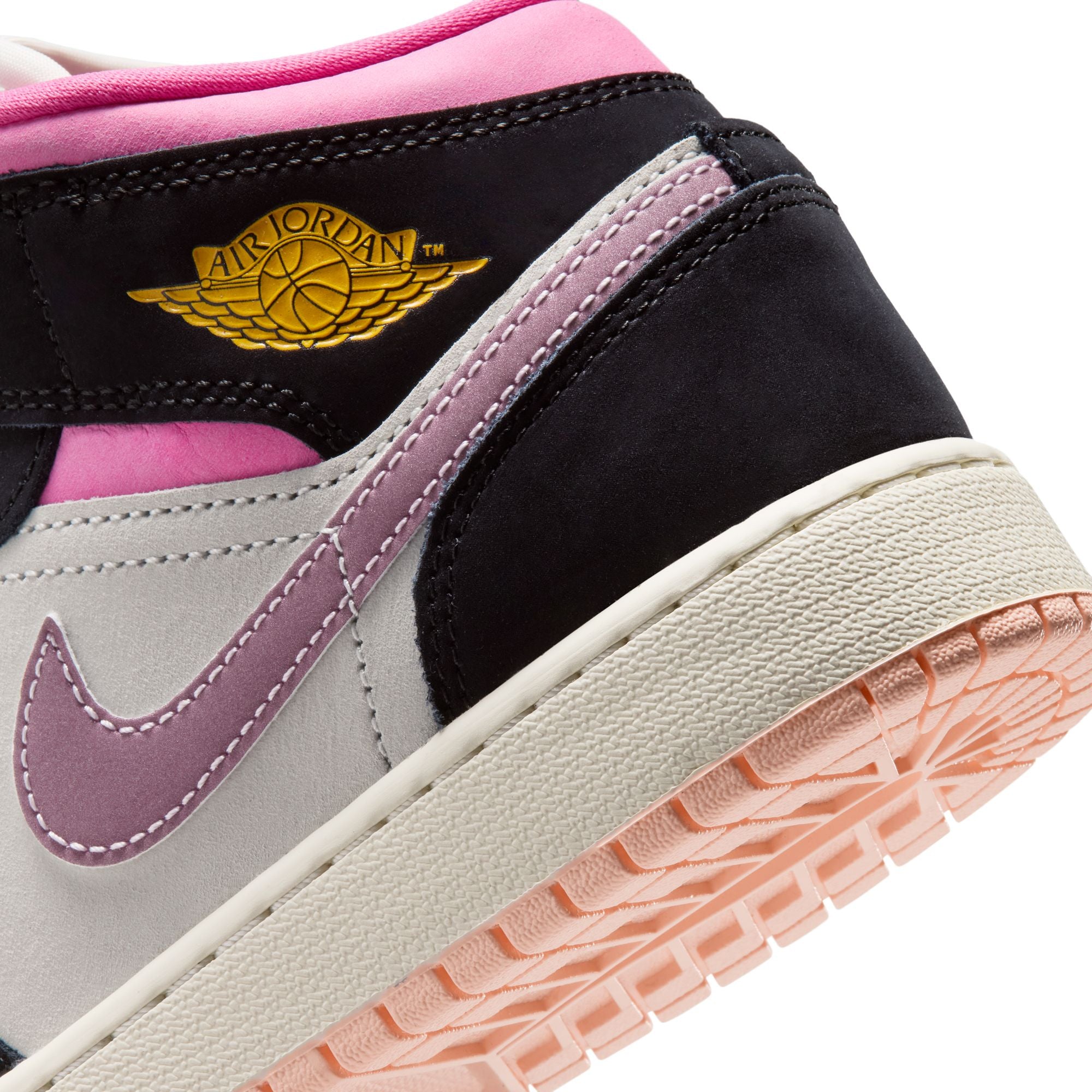 Air Jordan 1 Mid SE GS Black University Gold Sail Pinksicle | Pro Feet | II1254-001