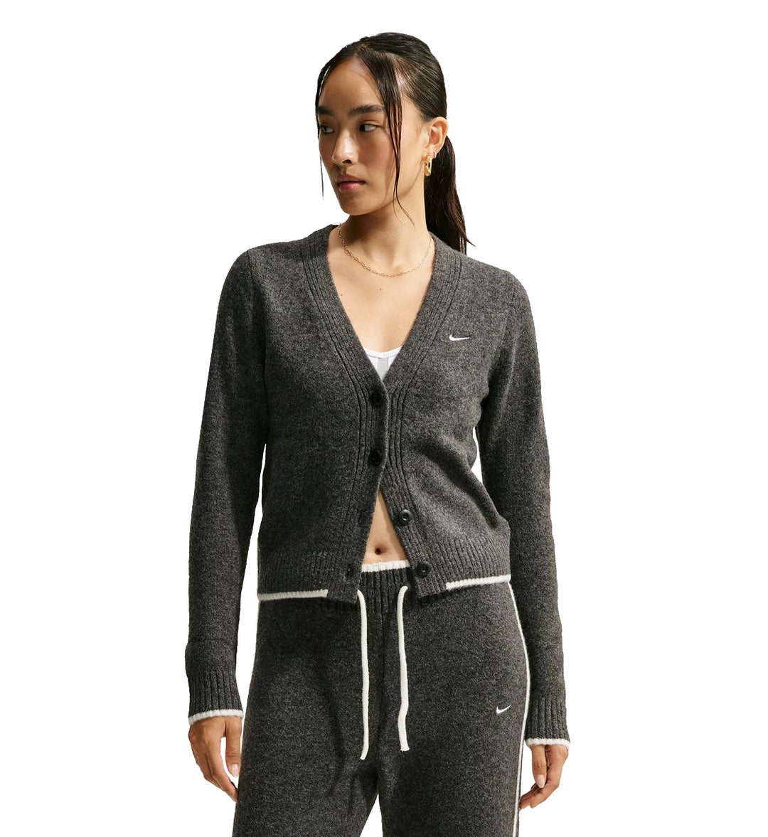 Nike Sportswear Chill Knit Women’s Cardigan Black Heather IM5513-032 | Pro Feet