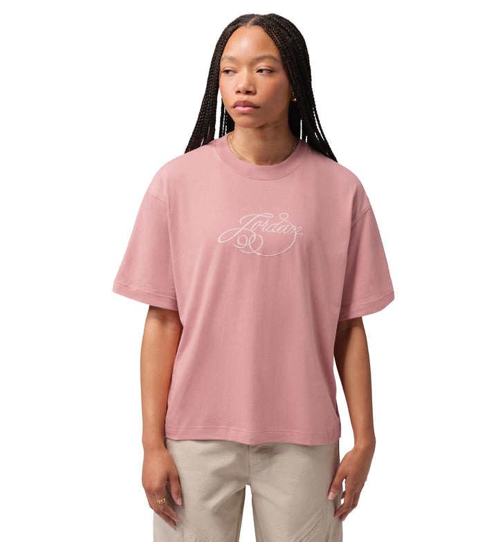 Jordan Women’s Girlfriend Fireside T-Shirt Rust Pink IX6199-685 | Pro Feet