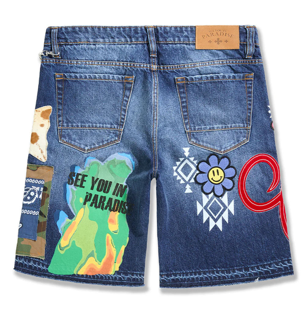 See You In Paradise Festival Denim Shorts Aged Wash JBP105S-54 | Pro Feet