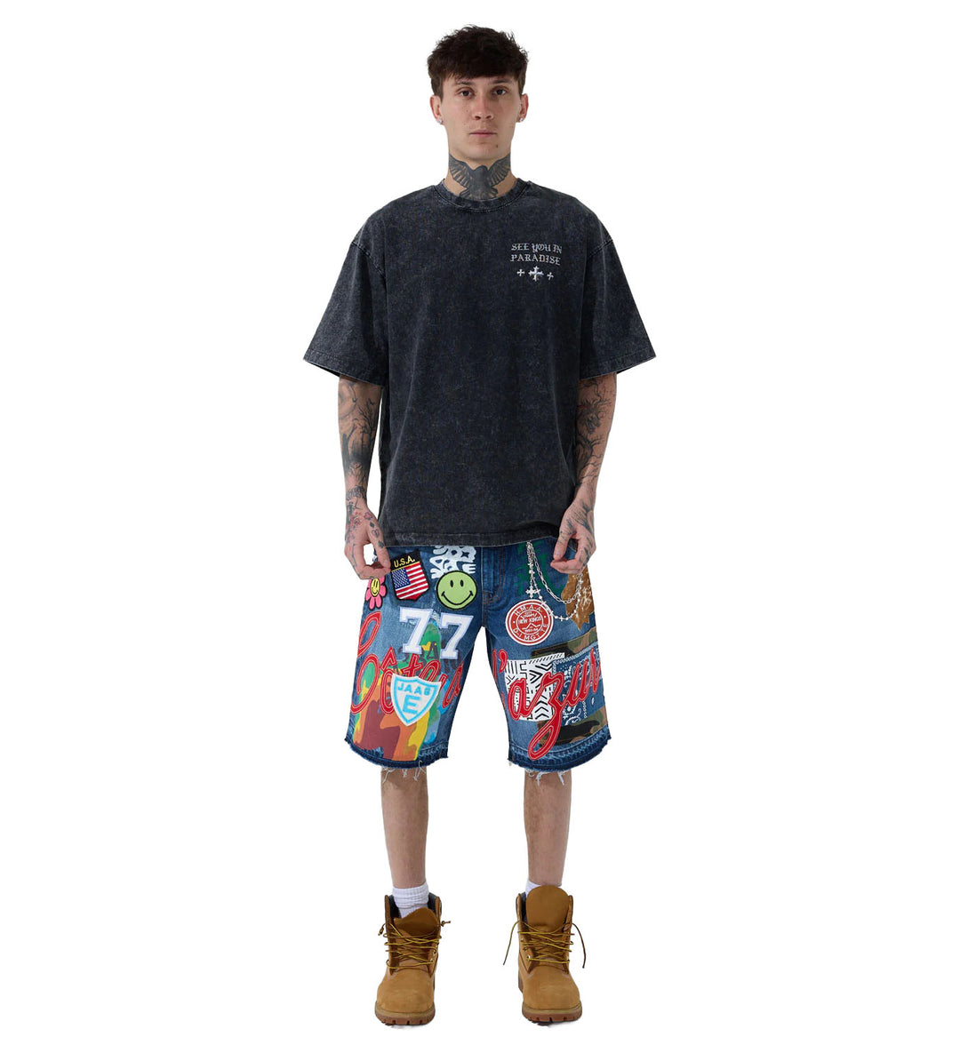 See You In Paradise Festival Denim Shorts Aged Wash JBP105S-54 | Pro Feet