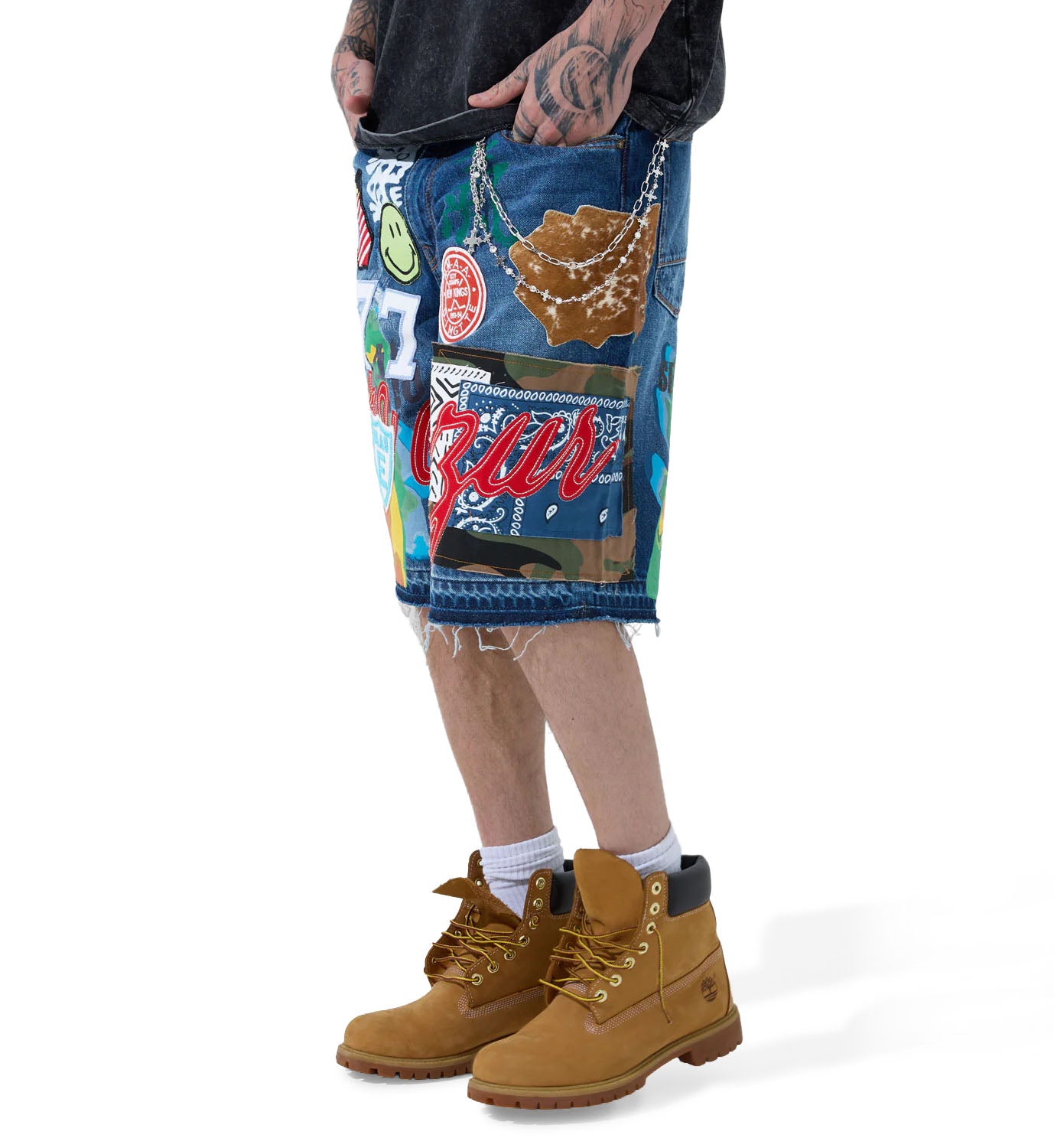 See You In Paradise Festival Denim Shorts Aged Wash JBP105S-54 | Pro Feet