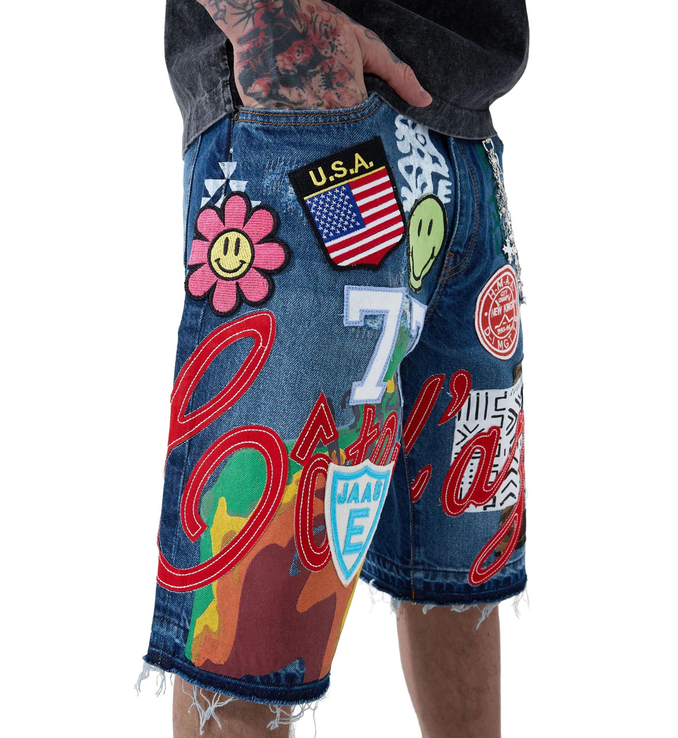 See You In Paradise Festival Denim Shorts Aged Wash JBP105S-54 | Pro Feet