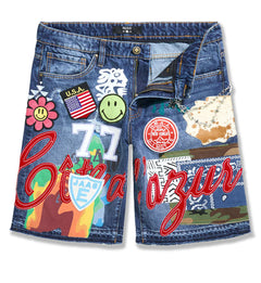 See You In Paradise Festival Denim Shorts Aged Wash JBP105S-54 | Pro Feet