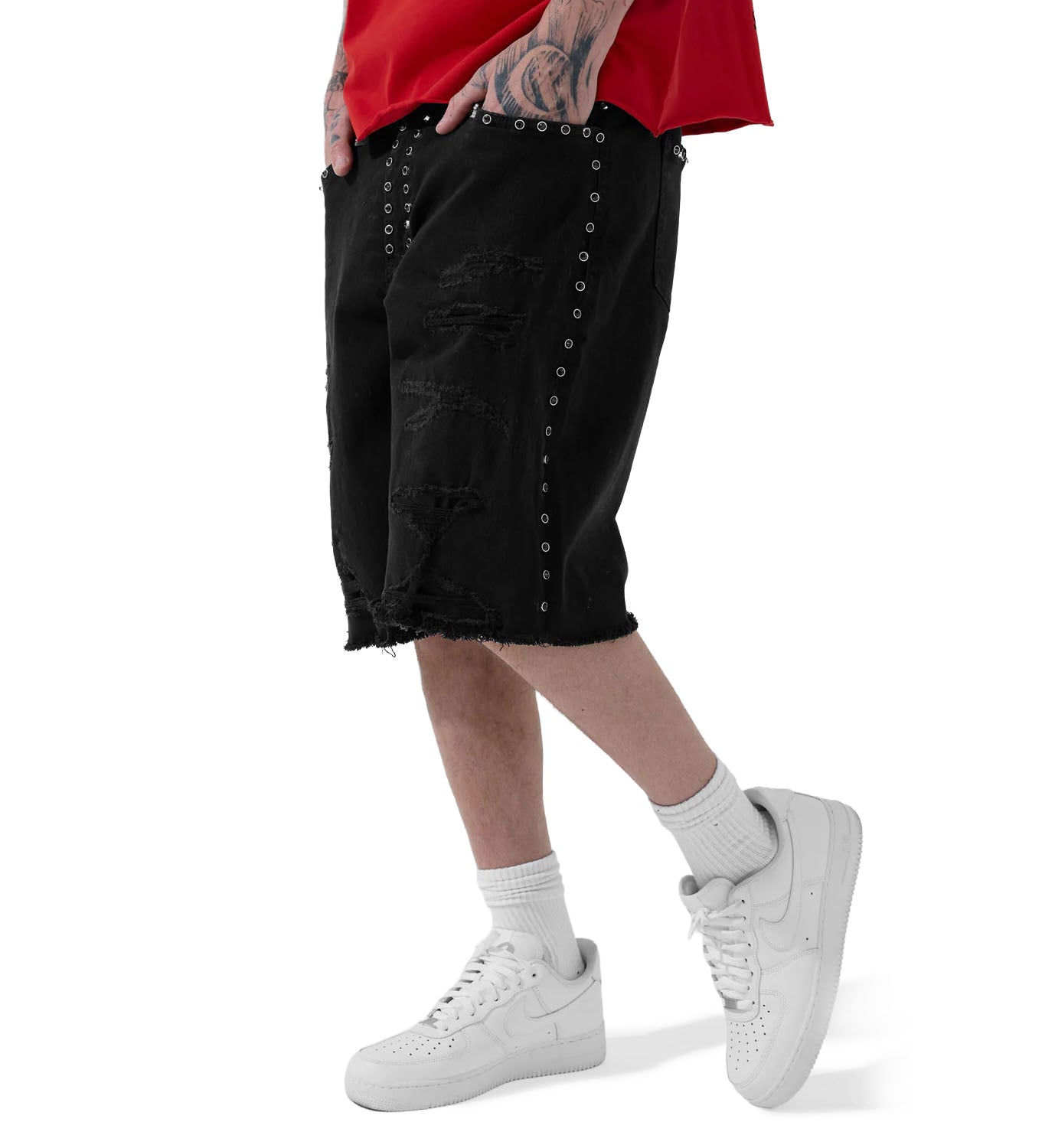 See You In Paradise Heavy Metal Denim Shorts Black JBP109S-10 | Pro Feet