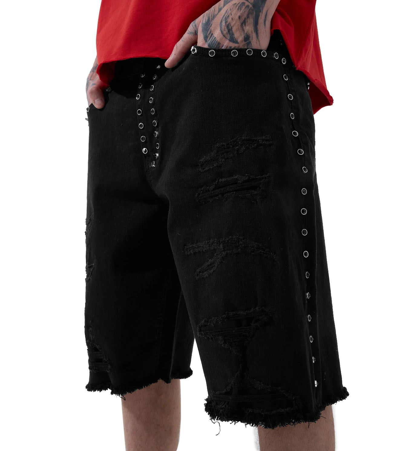 See You In Paradise Heavy Metal Denim Shorts Black JBP109S-10 | Pro Feet