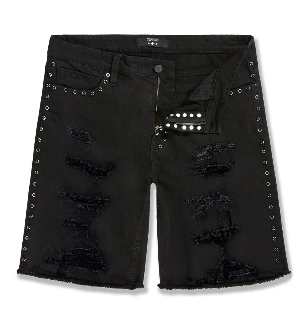 See You In Paradise Heavy Metal Denim Shorts Black JBP109S-10 | Pro Feet
