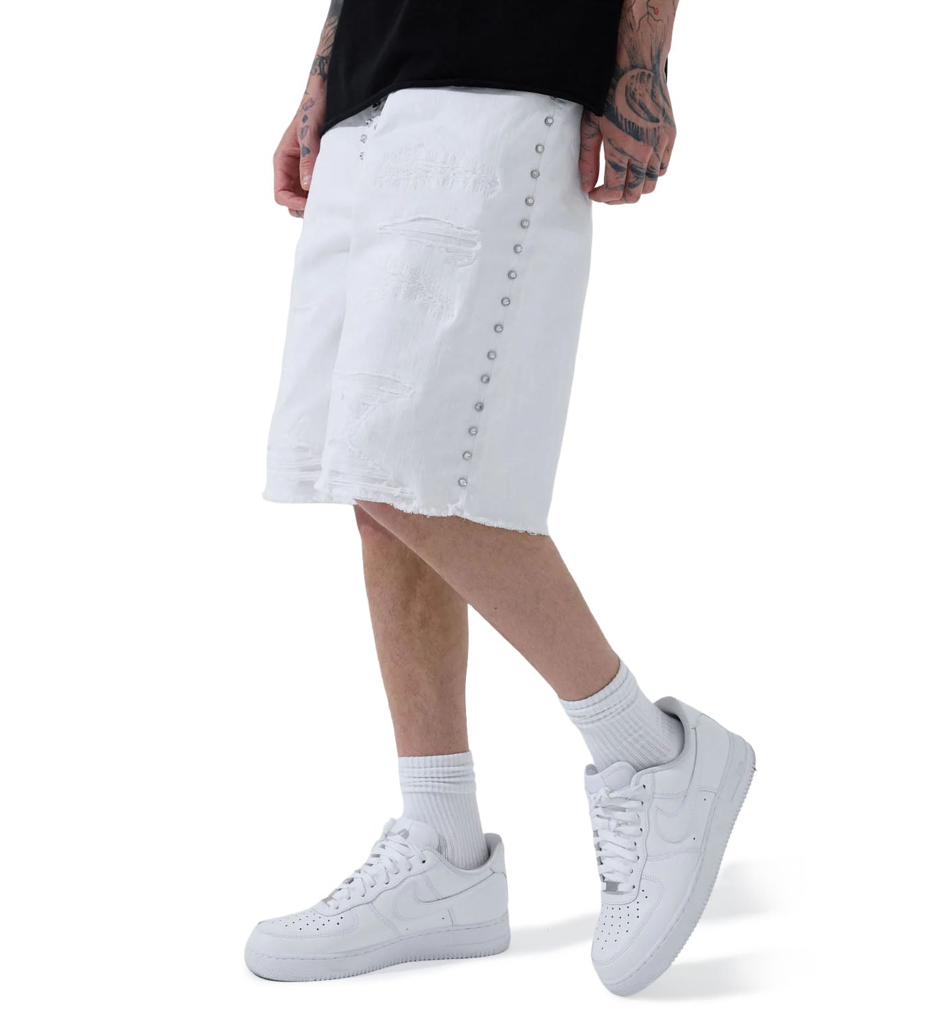 See You In Paradise Heavy Metal Denim Shorts White JBP109S-50 | Pro Feet