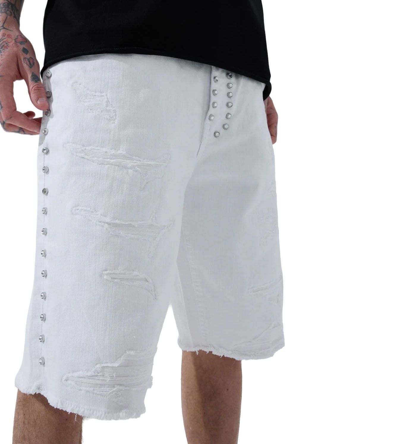 See You In Paradise Heavy Metal Denim Shorts White JBP109S-50 | Pro Feet