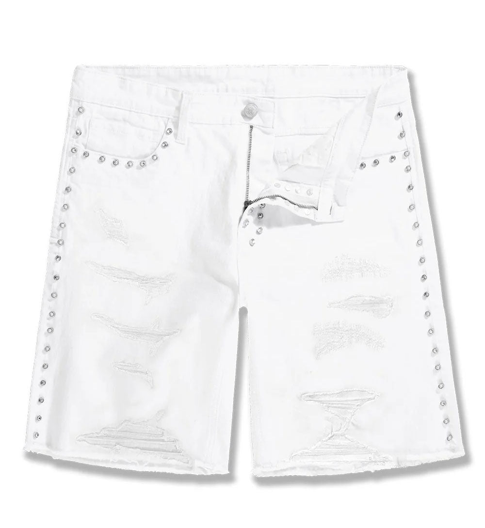 See You In Paradise Heavy Metal Denim Shorts White JBP109S-50 | Pro Feet